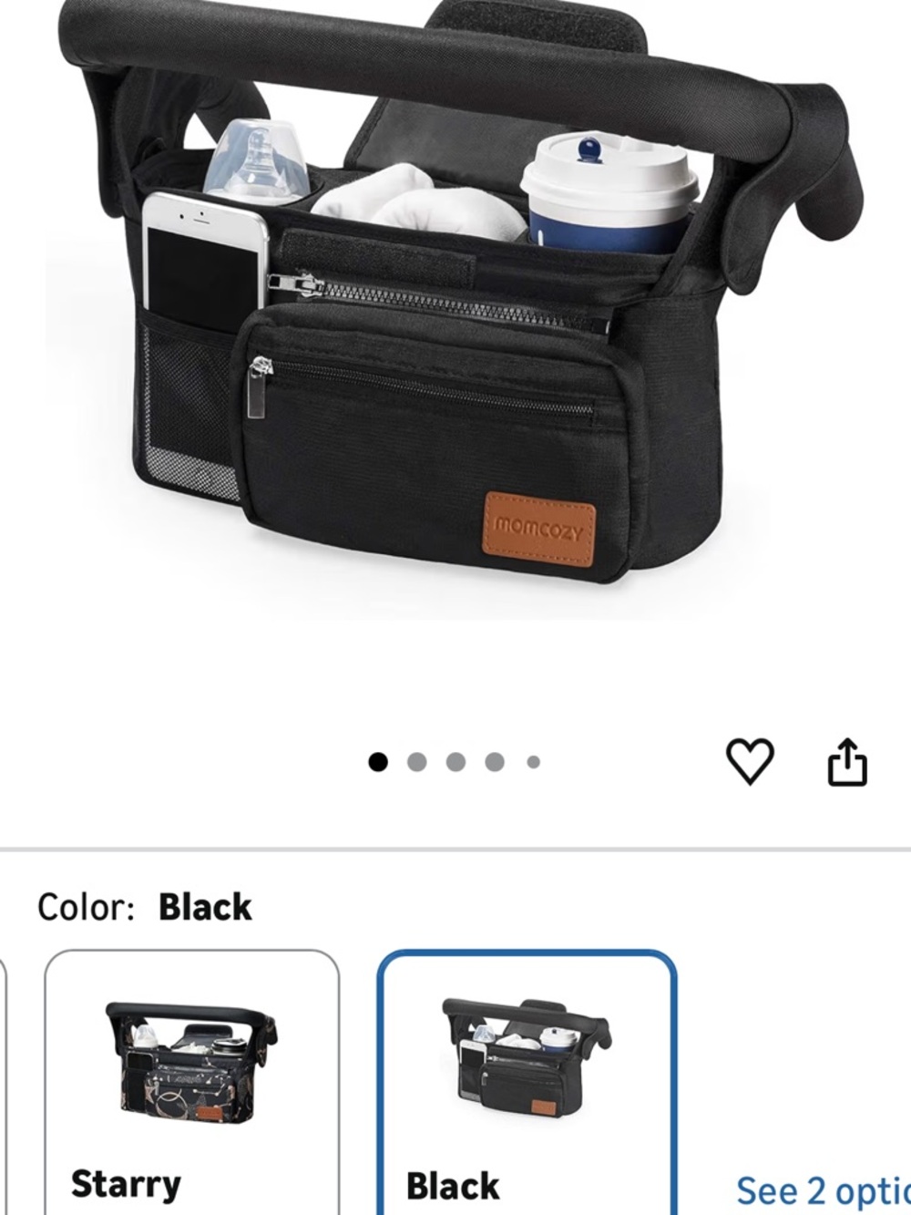 Momcozy Black Stroller Organizer Bag